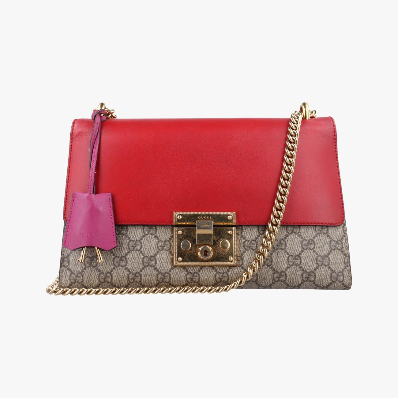 グッチGucciパドロック ベージュ×レッド×マルチ PVCコーティングキャンバス×レザー 409486 D019507377