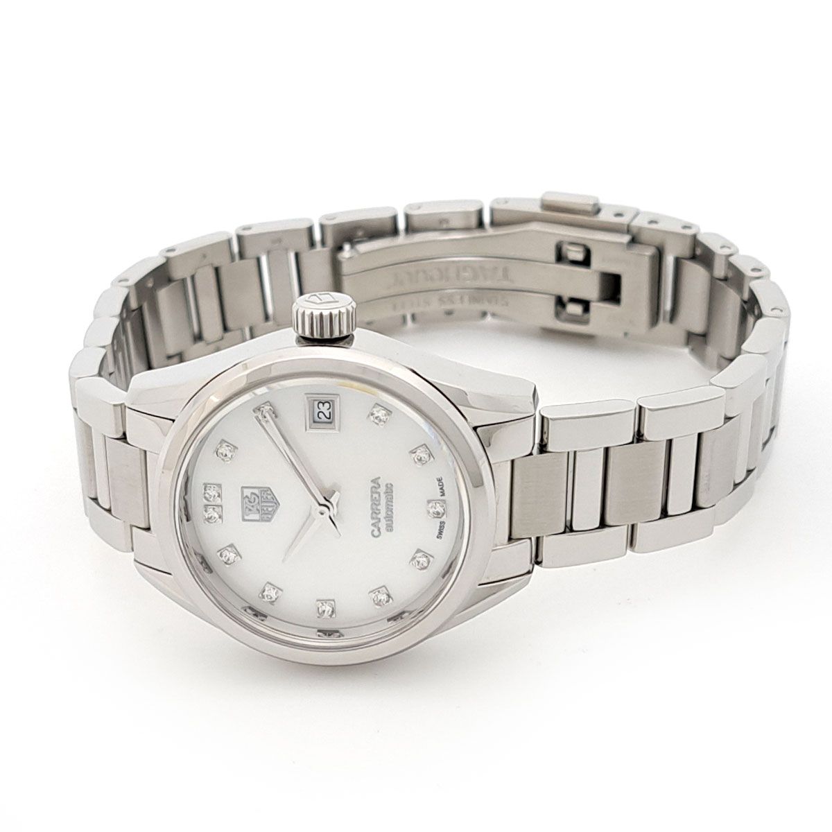 タグホイヤー カレラ 12Pダイヤ シェル WAR2414 自動巻き ステンレス  