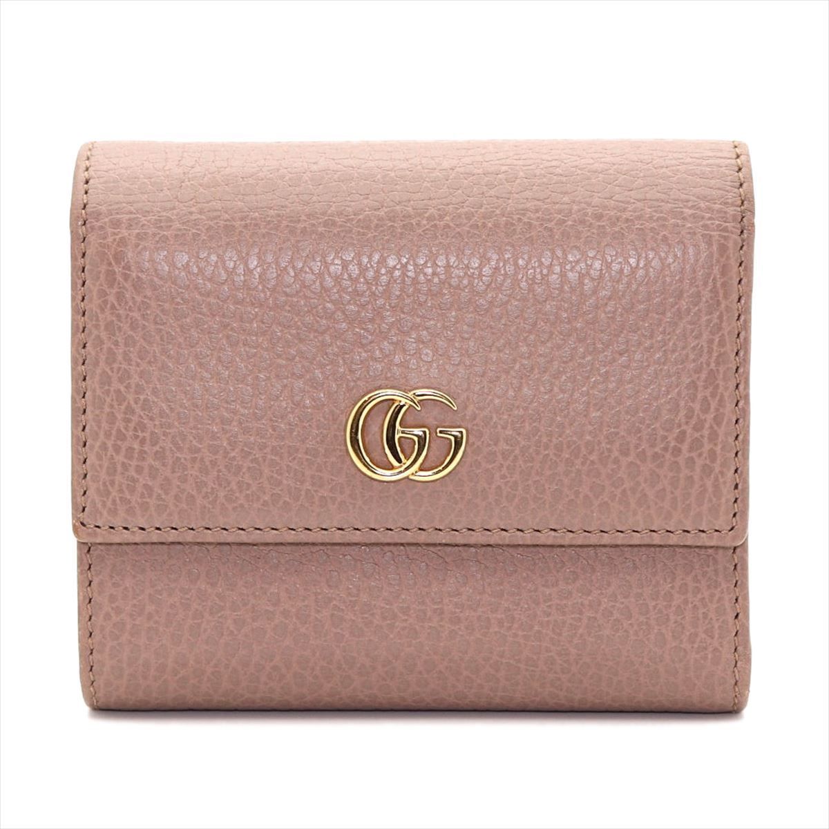 お値下げ中】GUCCI 折り財布 三つ折GGマーモントレザーピンク