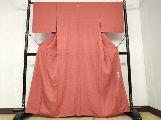 平和屋着物●本加賀友禅作家 毎田健治監修 色無地 草花地紋 蘇芳色 正絹 DAAY5410ud