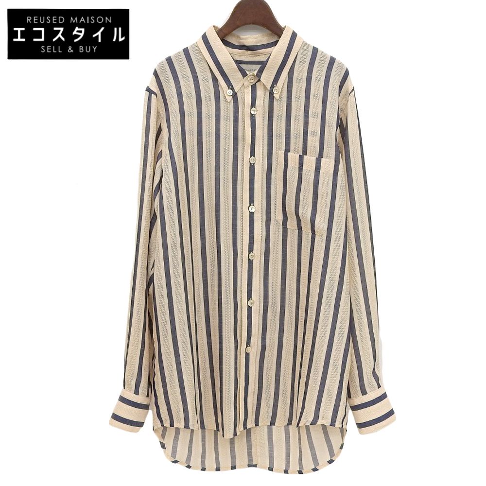 BED J.W. FORD ベッドフォード 美品 BED J.W.FORD ベッドフォード ストライプ ボタンダウン シャツ メンズ ベージュ×ネイビー 0 23SS 0