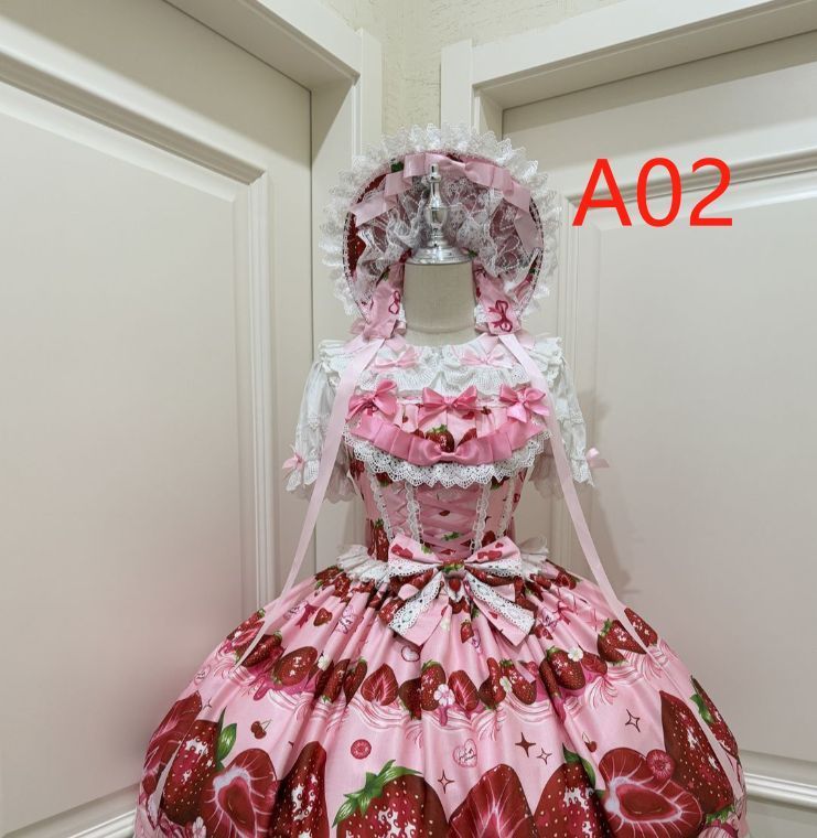オリジナルデザイン ロリータワンピース オリジナルデザインのロリータ洋服 可愛らしい JSK ストラップ