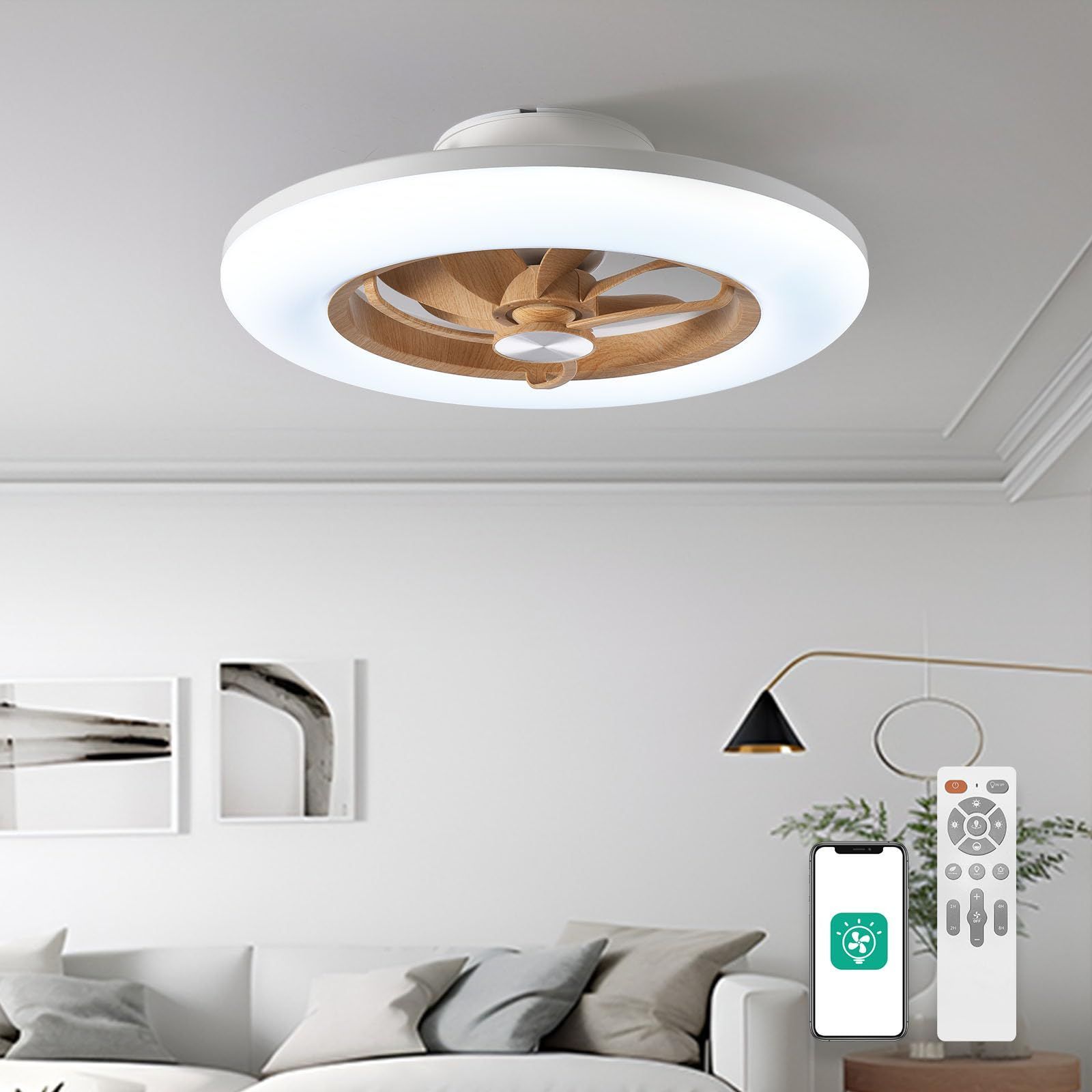 在庫セール YANASO ライト付きシーリングファンWood