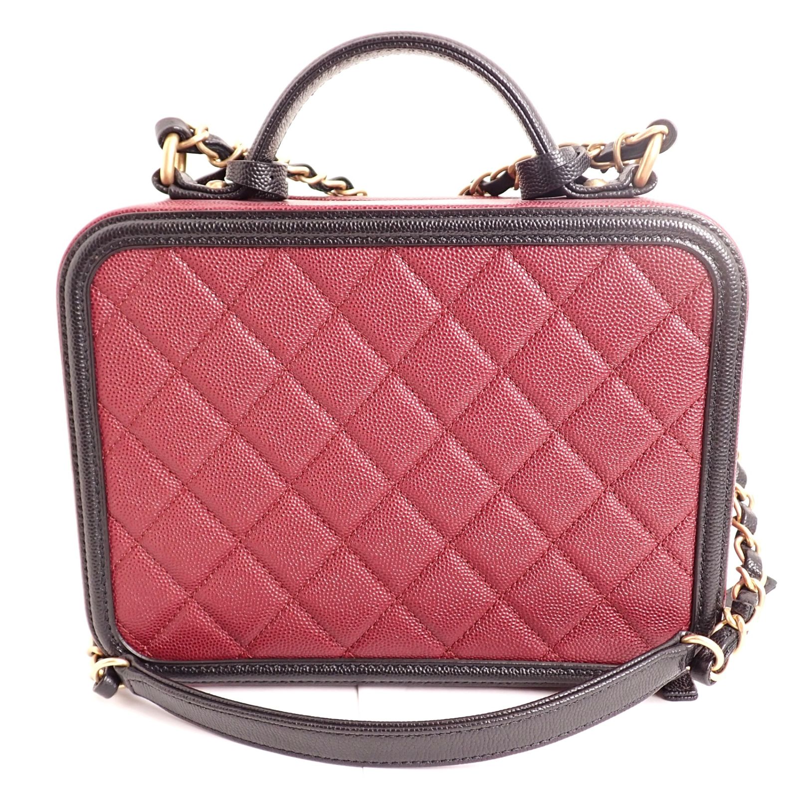 美品 ギャラ付き CHANEL(シャネル) 2WAYバッグ マトラッセ キャビアスキン CCフィリグリー ボルドー ブラック A93343 赤×黒 ゴールド金具 美品 ギャラ付き CHANEL(シャネル) 2WAYバッグ マトラッセ キャビア