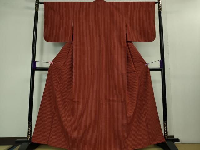 平和屋本店 上 浦野理一 経節紬 間道 赤銅色地 DZAB1375kh5