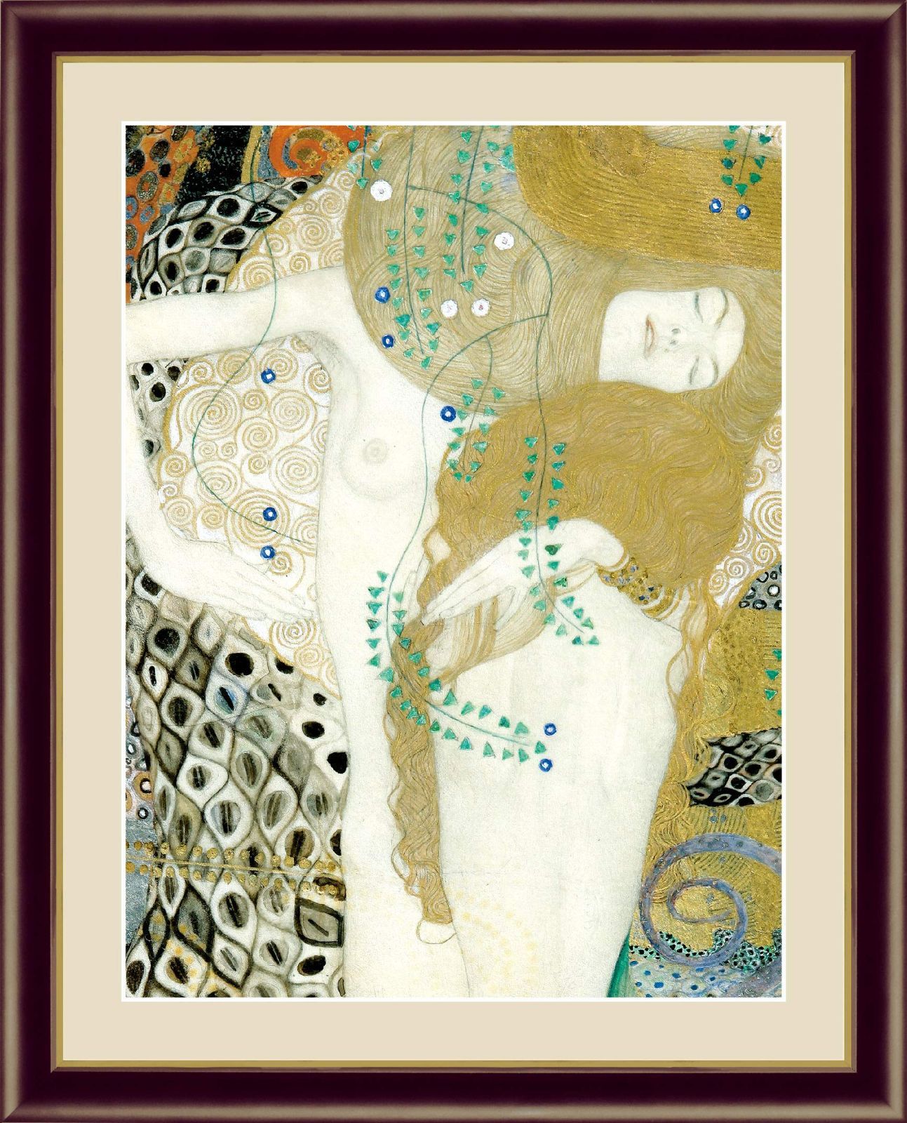 水蛇1 世界の名画 クリムト 額入り インテリア アート額絵 アート f6 42×52cm
