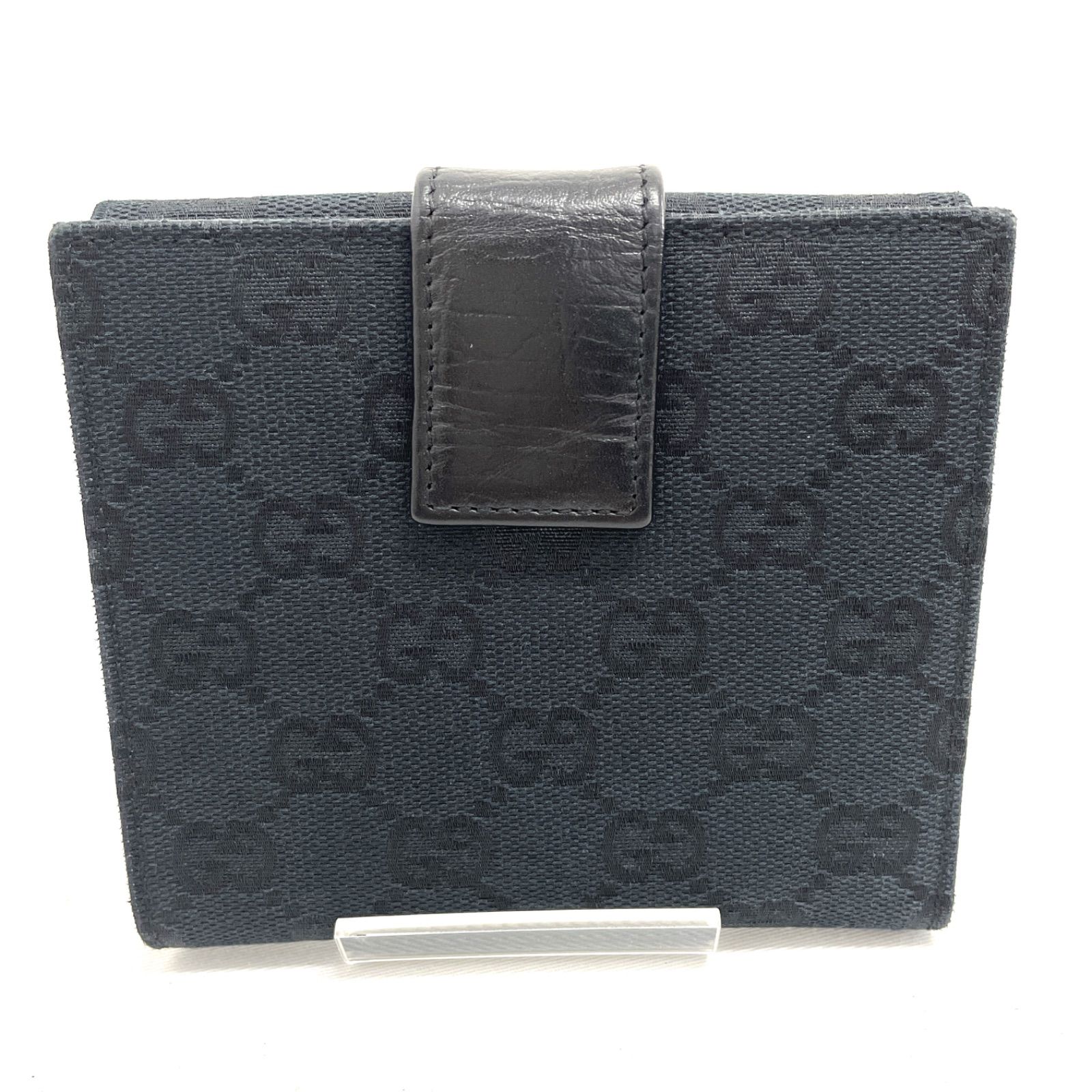 【極美品】GUCCI GGキャンバス　二つ折り折り財布　黒 Yahoo!オークション -「gucci グッチ ggキャンバス二つ折り財布