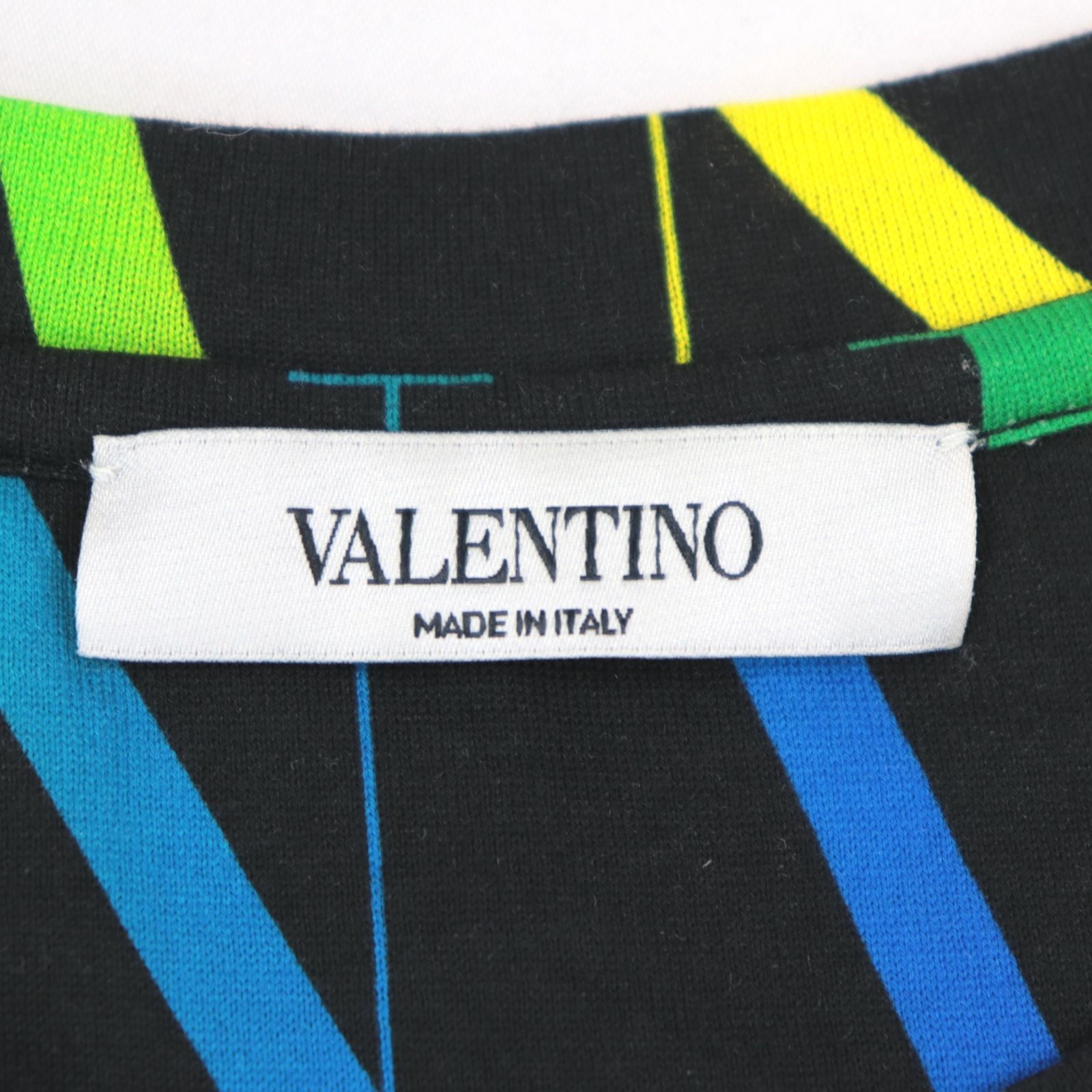 美品 ヴァレンチノ VLTN総柄 レインボーカラーグラデーション 半袖Ｔシャツ メンズ 黒 マルチ S Valentino