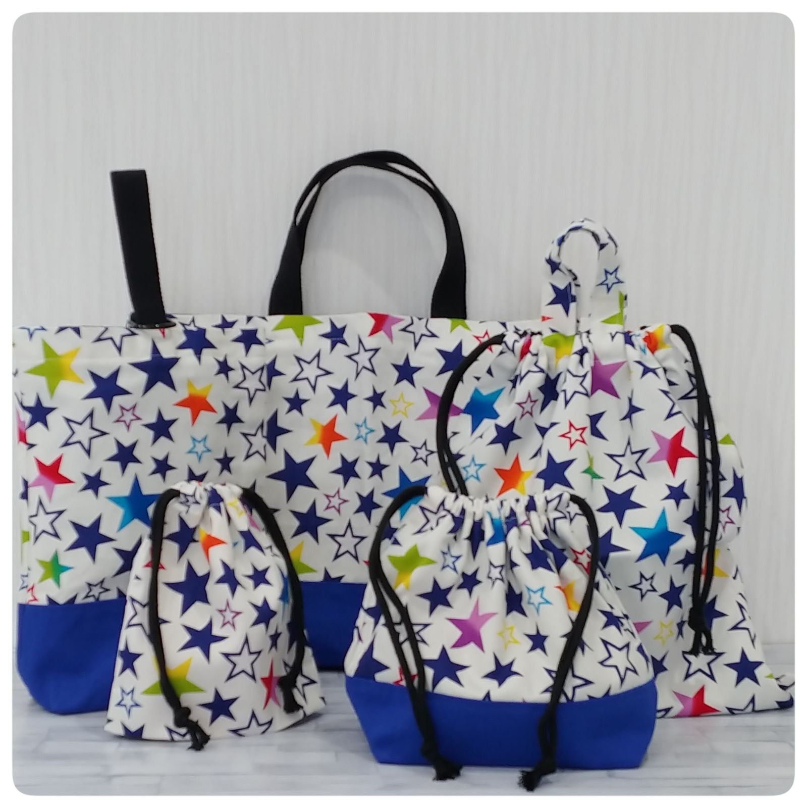 ☆即発送可☆　星(白・切り替え青)　入園入学グッズ5点セット