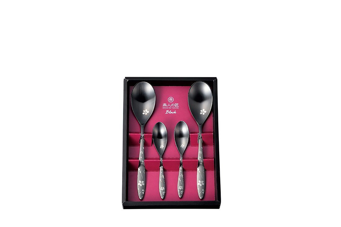 燕人の匠 ブラック 桜吟・カトラリー4pcs