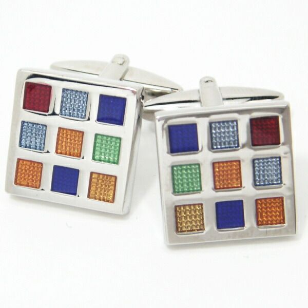カラフル スクウェア ブロック カフス カフスボタン カフリンクス cufflinks cuffs メンズ 男性 スーツアクセサリー専門店 父の日 ギフトにも 誕生日 プレゼント プチギフト おしゃれ カフスマニ