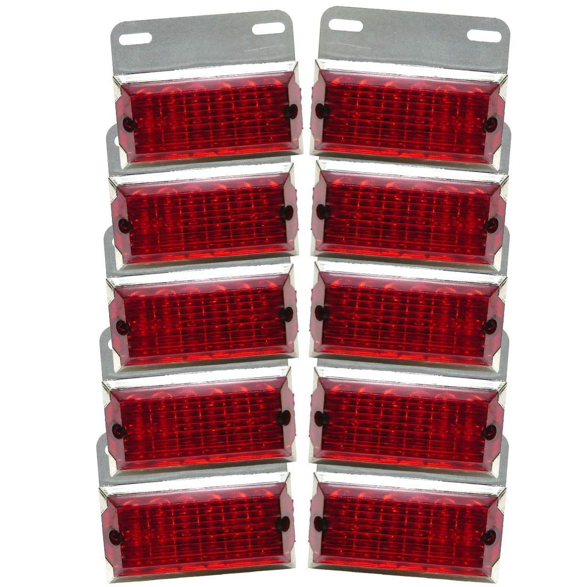 新品 トラック用 サイド マーカー 角型 12 LED 24V 用 標識 ランプ 汎用 10個 セット オレンジ/ブルー/ホワイト/グリーン (レッド)