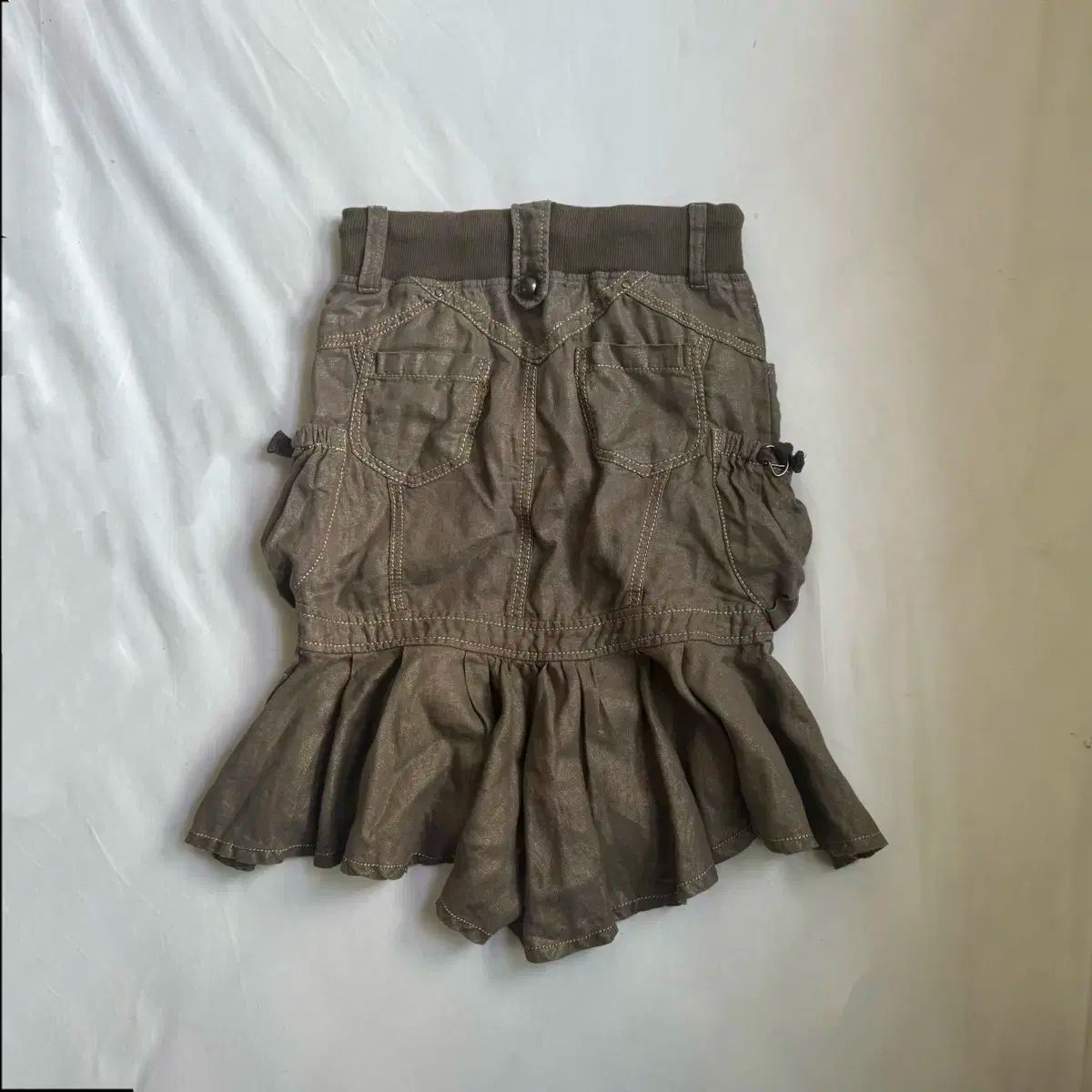 00 s y2k アーカイブ シャーリング バックル アシンメトリー ロープディテール バルーンポケット スカート