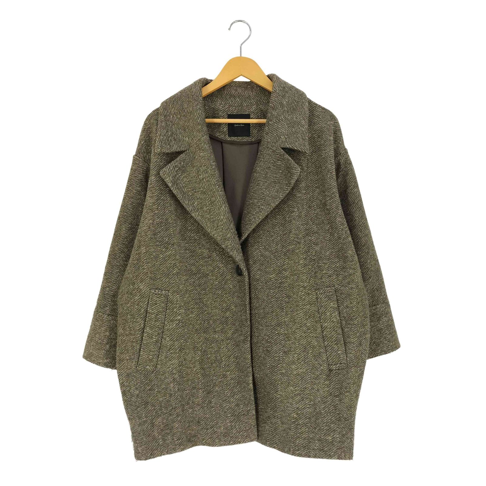 Spick Spick and Span Wスライバーヘリンボーンミドルコート サイズ38