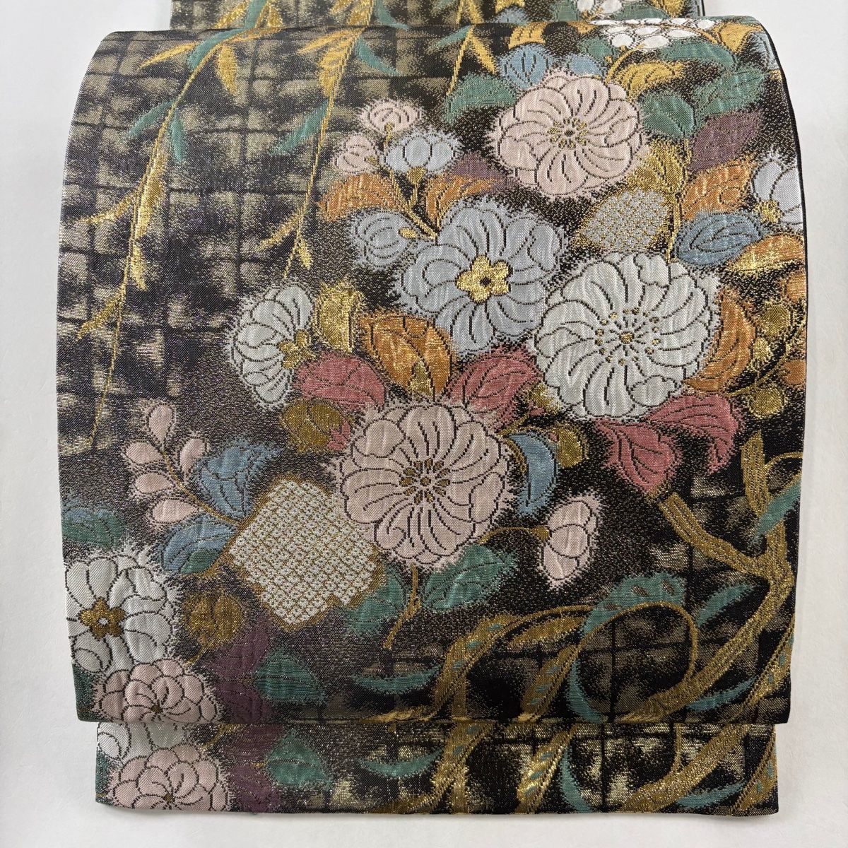 袋帯 六通 丸文 草花 斜線 24M604f