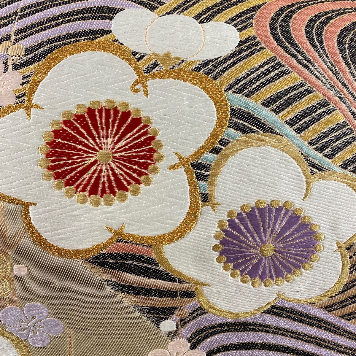 袋帯 美品 名品 落款 綺麗 月島はるみ ひょうたん 笠松 刺繍 箔