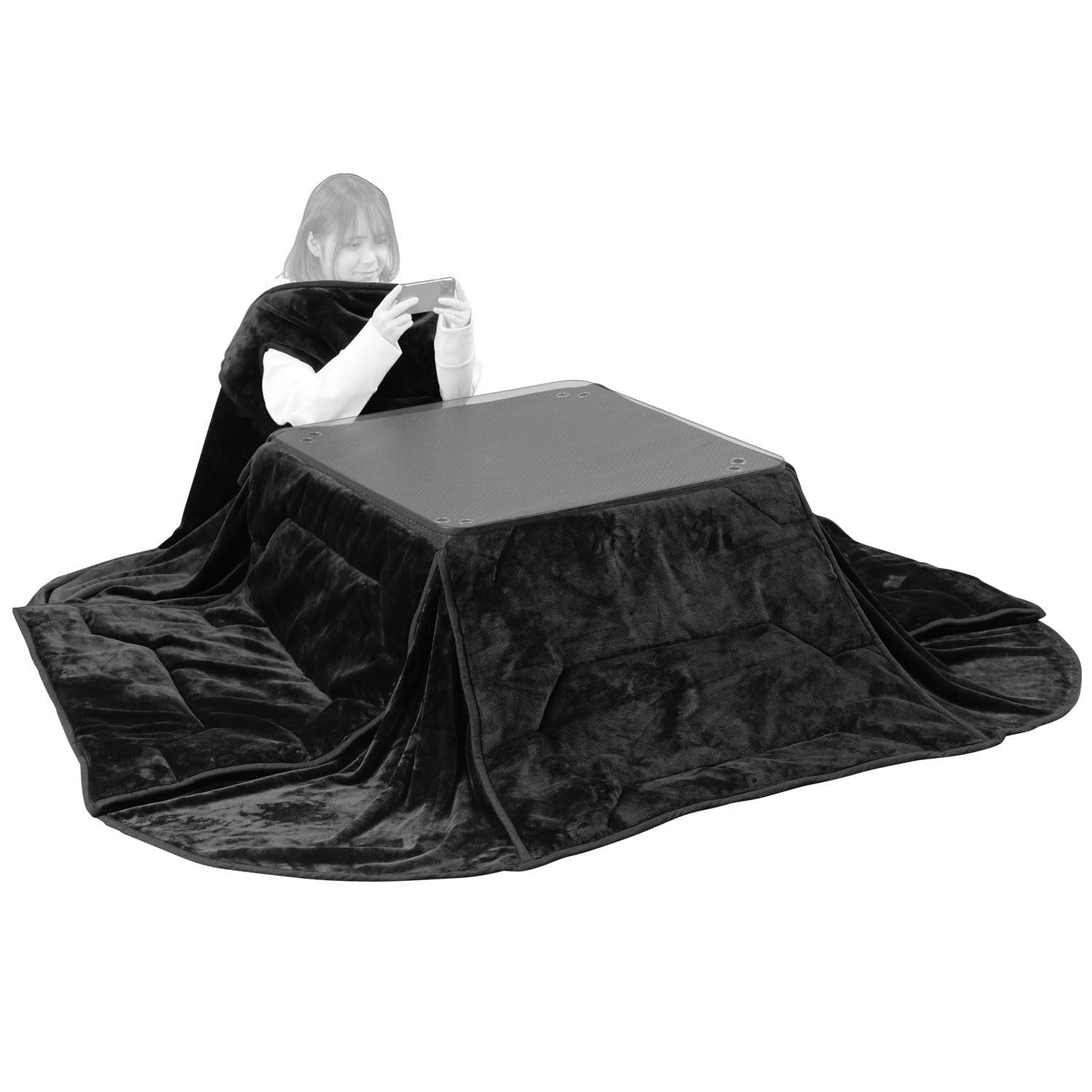 人気商品 バウヒュッテ ゲーミング 着る こたつ 布団 BHK-2500KF-BK 230×250cm 手が出せるアームホール付き ブラック Bauhutte 黒 こたつ布団 一人用こたつ 着るこたつ 長方形 正方形 一人暮らし こたつテーブル 別