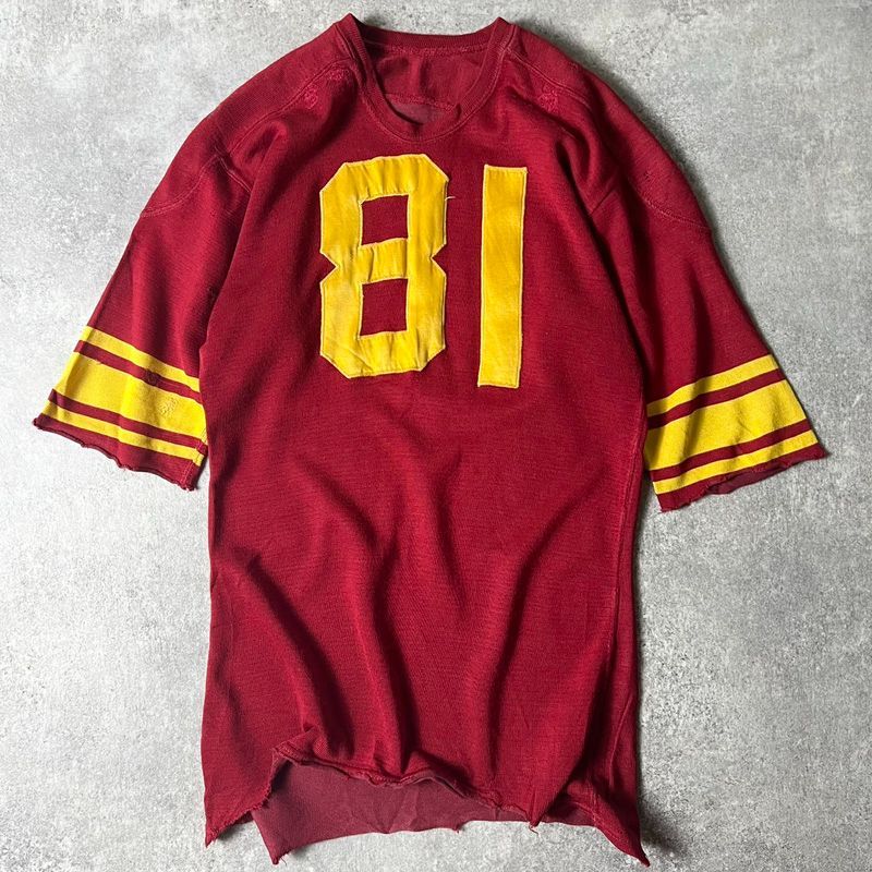 雰囲気系 60s UNKNOWN ナンバリング パッチ レーヨン フットボール T 