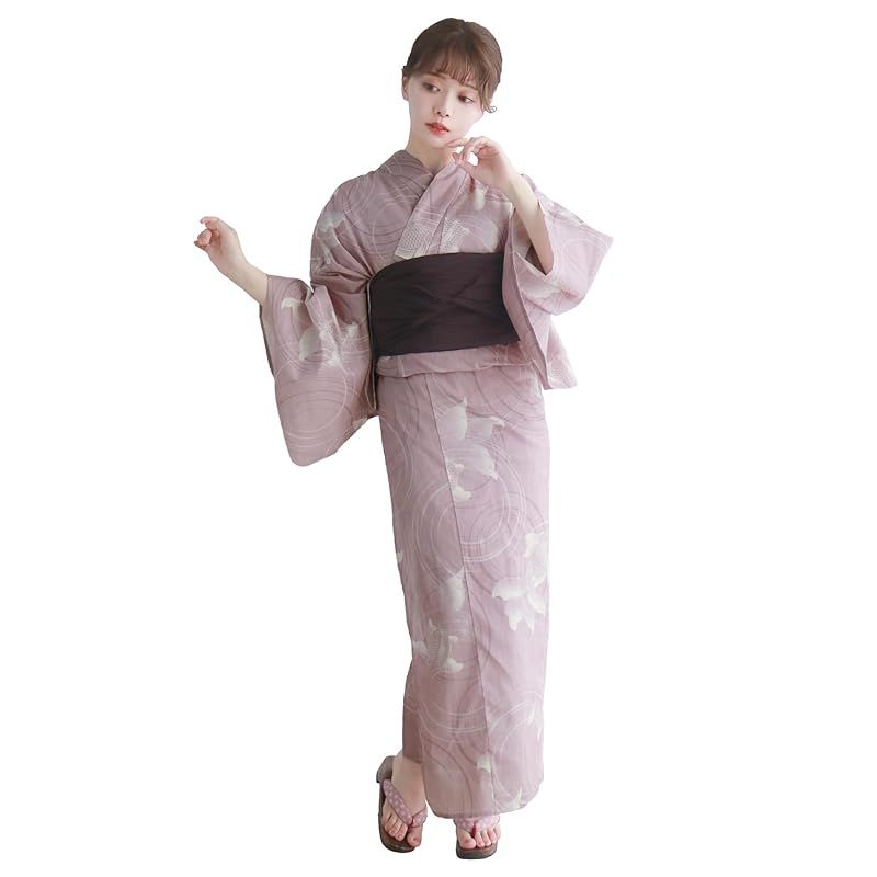 浴衣　新品　F KYOETSU] [キョウエツ] 浴衣セット 変わり織 生成り 二部式 4点