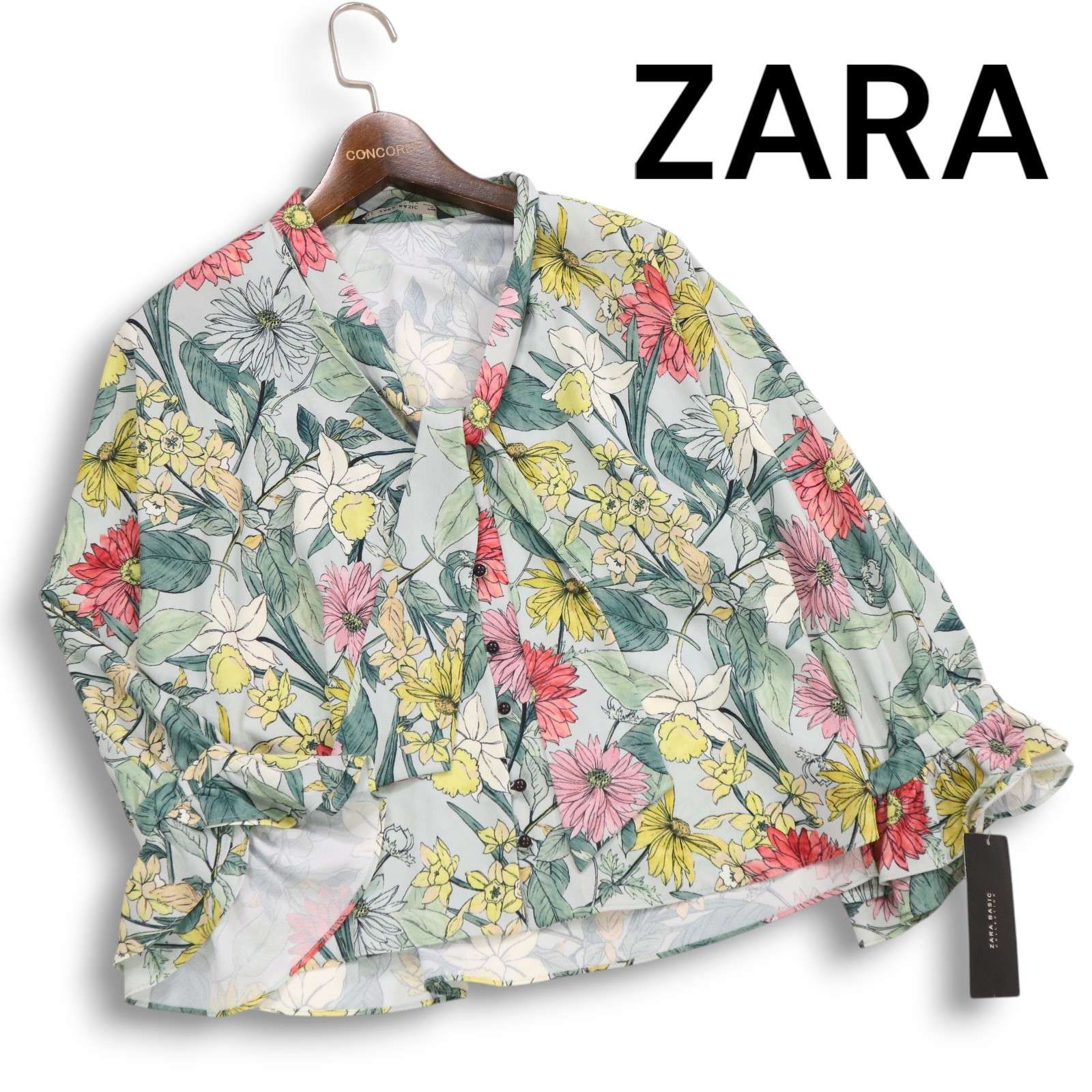 1227 ZARA ザラ 長袖 ブラウス 花柄 フラワー 総柄 S 新品 未使用】 ZARA ザラ 春夏 花柄 フラワー総柄♪ 長袖 フリル