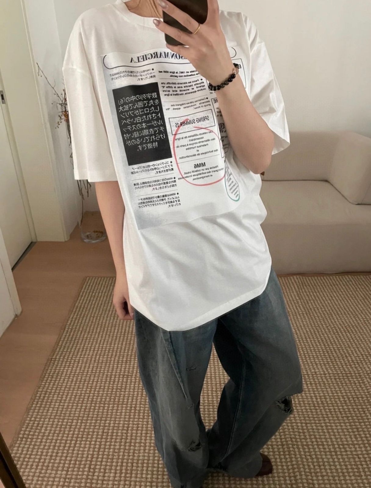 MM6 メゾン マルジェラ ニュースペーパープリント Tシャツ MM6 Maison Margiela ニュースペーパープリントTシャツ - メルカリ