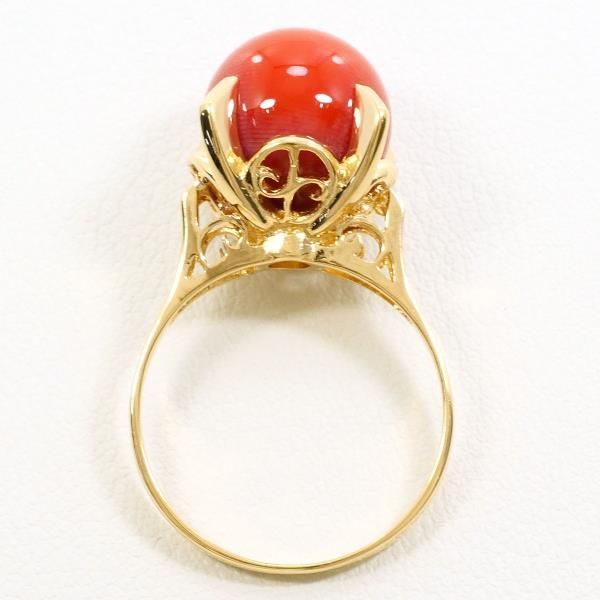K18YG リング ring 指輪 14号 サンゴ 総重量約5.4g