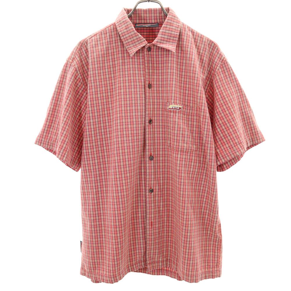 バンズ 90s オールド チェック柄 半袖 シャツ L 赤系 VANS メンズ