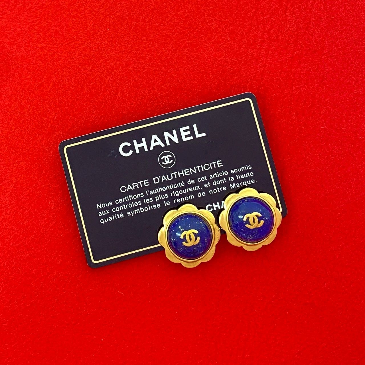 コメあり 97P CHANEL シャネル ヴィンテージ ココマーク モチーフ イヤリング イヤーカフ アクセサリー ゴールド ブルー 87139