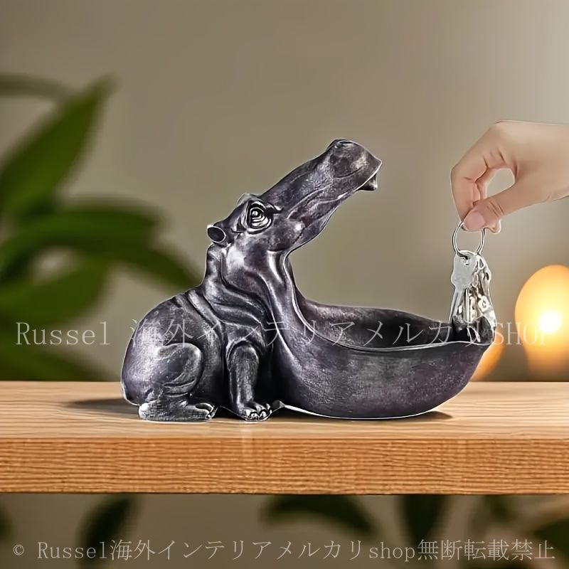 カバの小物入れ キー収納 鍵 デスク収納 置物 オブジェ 動物 アニマル