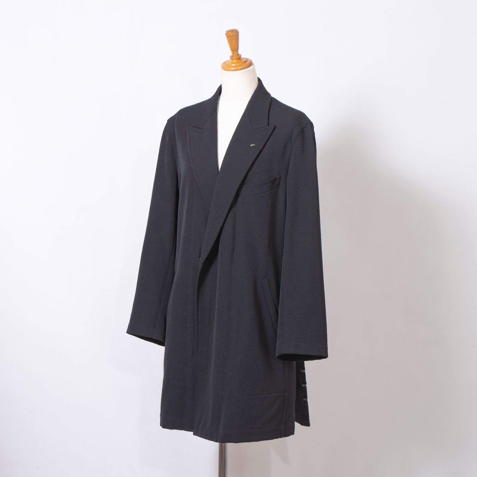 コムデギャルソン robe de chambre COMME des GARCONS ロングコート ブラック AD1998 ホックボタン アーカイブ 川久保玲 ウールコート アウター ジャケット ウール レディース ブランド古着 モード