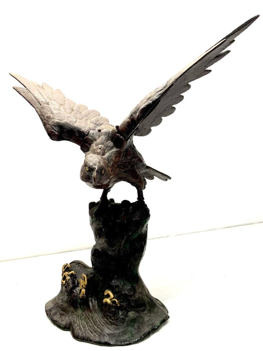 鷹 タカ 置物 金属工芸 アンティーク ヴィンテージ レトロ 大きい 高さ42cm 鉄製 インテリア A8839C12