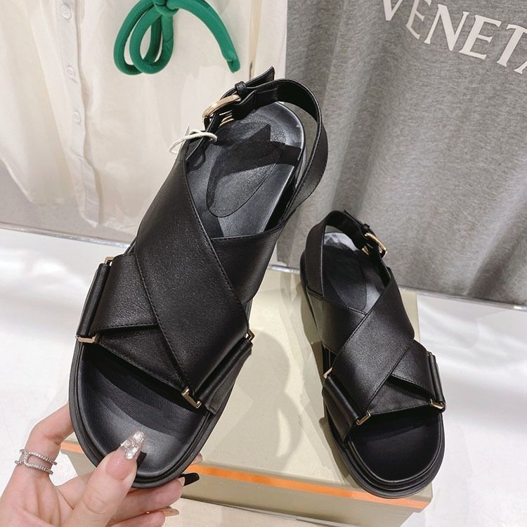 新品 レディース マルニ MARNIフスベット サンダル レザー ブラックx 