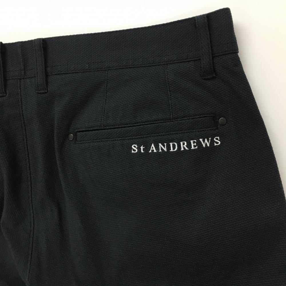 美品】セントアンドリュース パンツ ネイビー 地模様 ロゴ刺しゅう