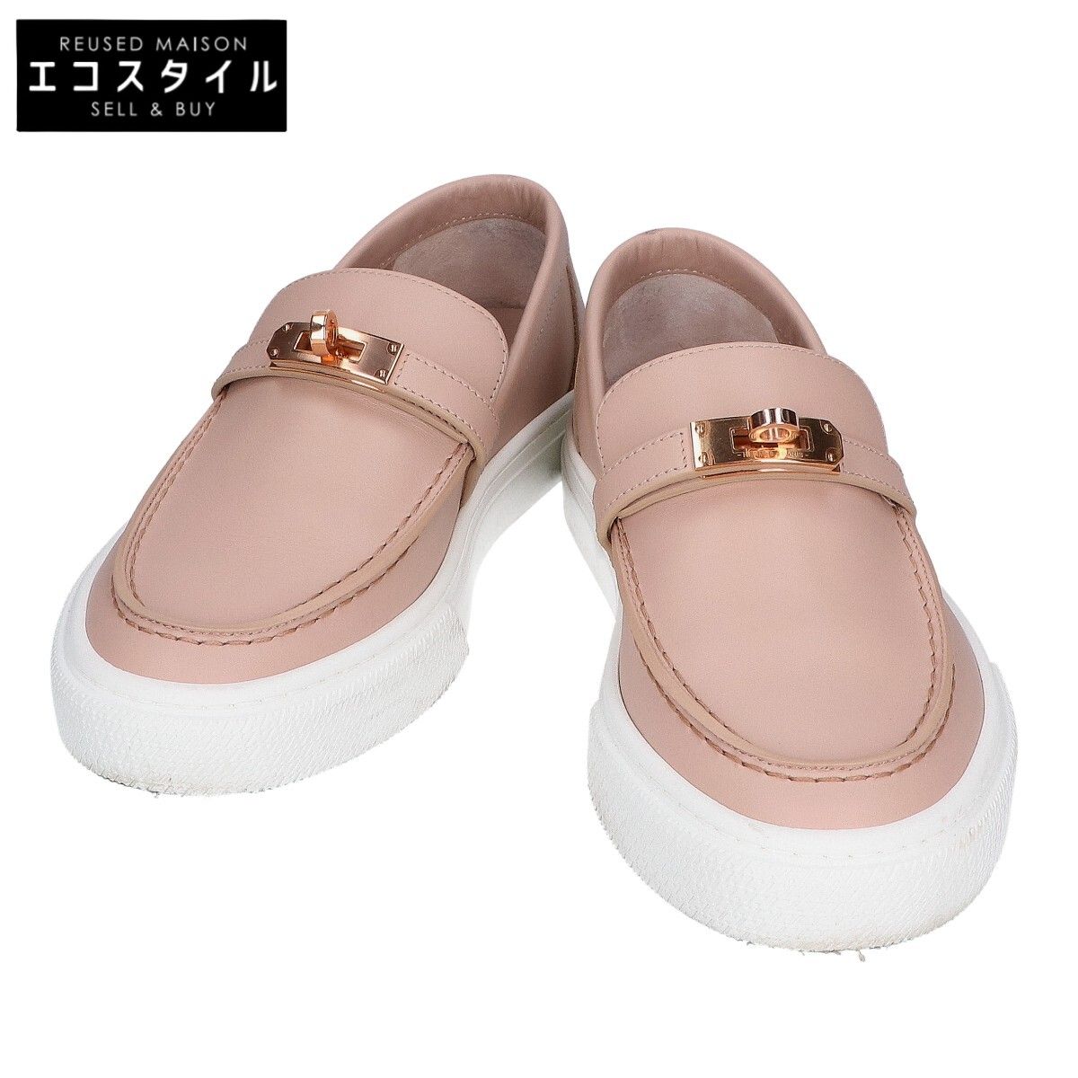 HERMES エルメス レザー ゲーム ケリー金具 スリッポン| 365