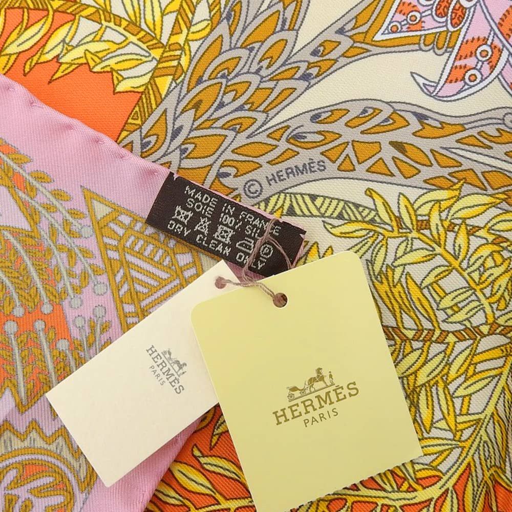 エルメス スカーフ 90 森を司るもの オレンジ シルク Hermes