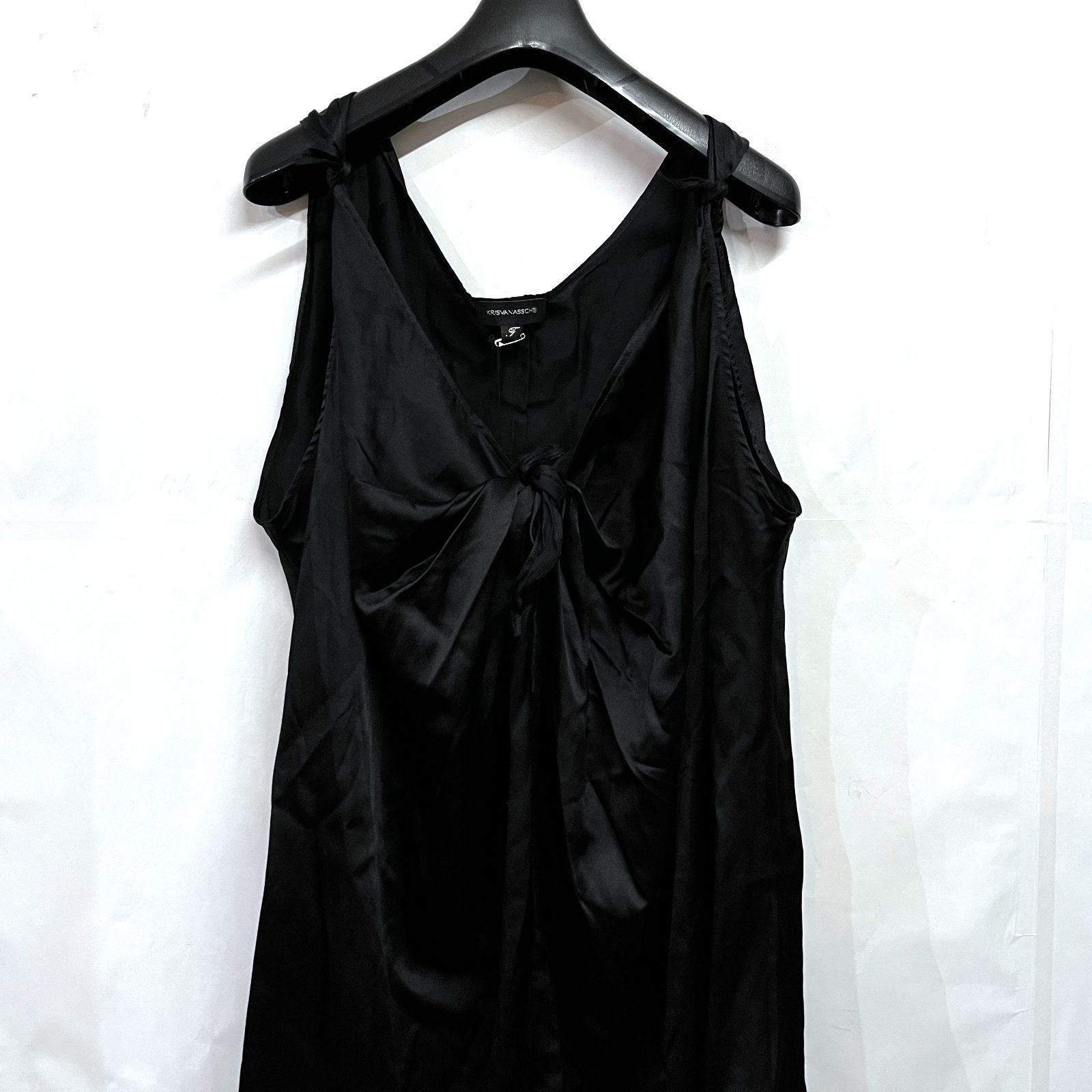 00s ヴィンテージ KRISVANASSCHE|クリスヴァンアッシュ TOP KNOTS ON SHOULDER STRAPS シルク ワンピース KWY