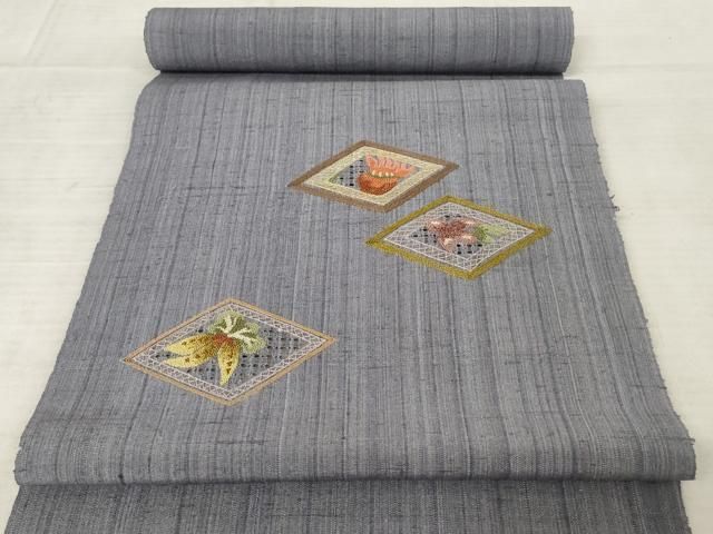 平和屋着物▽名古屋帯 帯反物 中国三大刺繍 汕頭刺繍 スワトウ