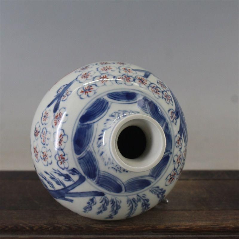 清康煕青花釉里紅三羊開泰梅瓶 景徳鎮 陶磁器 装飾品 現代工芸品 美術品 置物 清康煕青花釉里紅三羊開泰梅瓶 景徳鎮 陶磁器 装飾品 現代工芸品