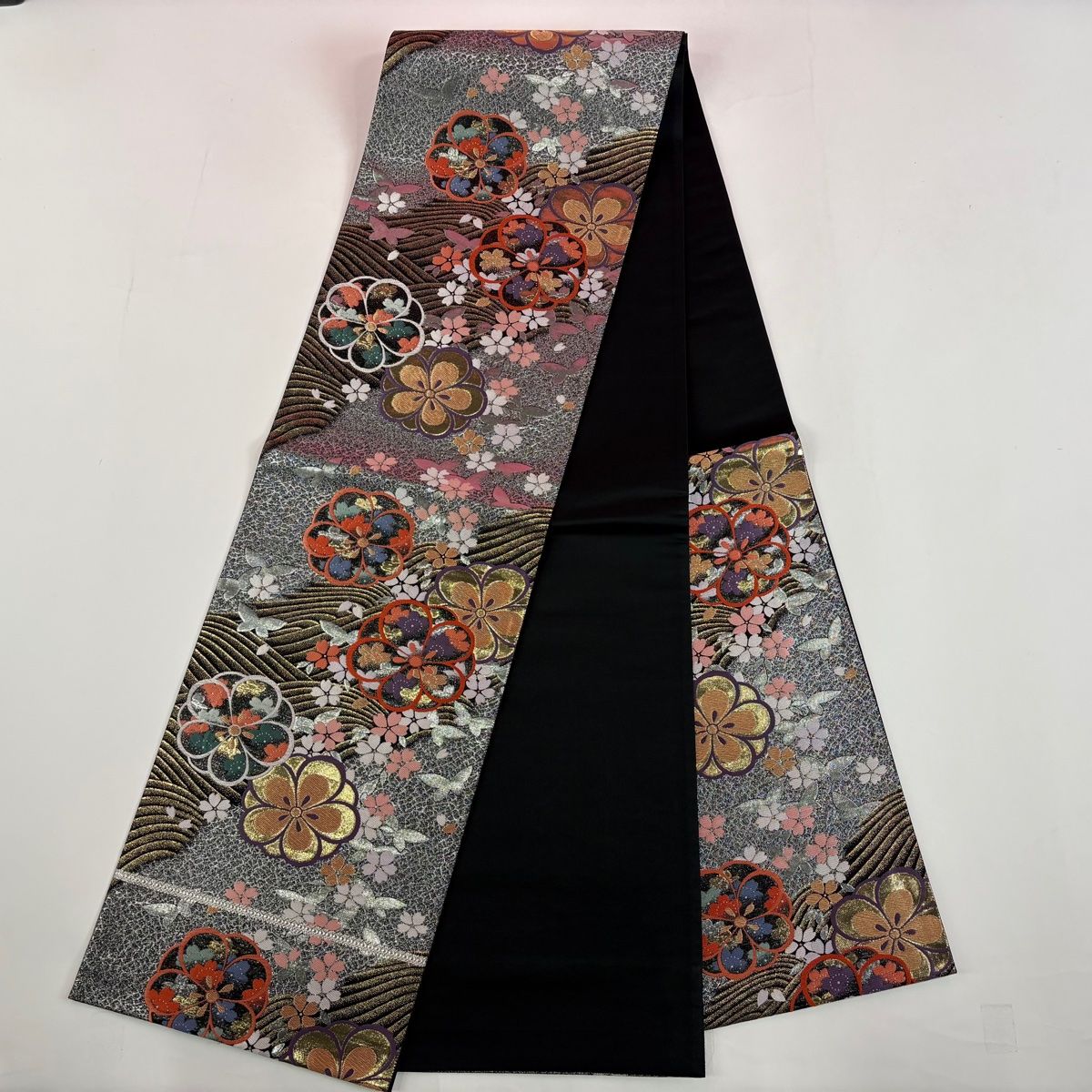振袖 身丈164.5cm 裄丈66cm M 袷 袋帯フルセット 桜 蔓帯 箔
