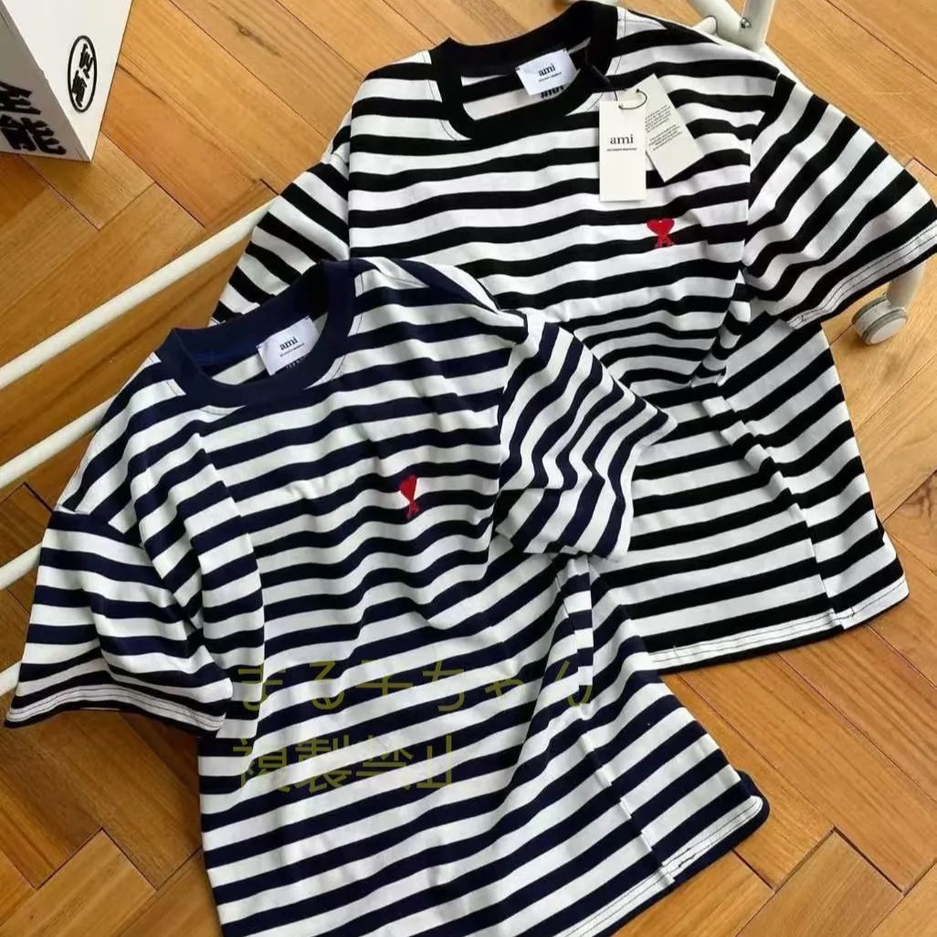 美品！AMI PARIS アミ パリス ストライプ Tシャツ 男女兼用 ペアルック  