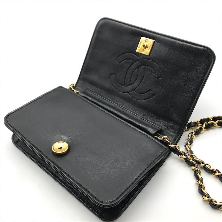 美品 CHANEL シャネル ココマーク ミニ マトラッセ ラムスキン プッシュロック チェーン ショルダー バッグ ブラック a4696 美品 CHANEL シャネル ココマーク ミニ マトラッセ ラムスキン