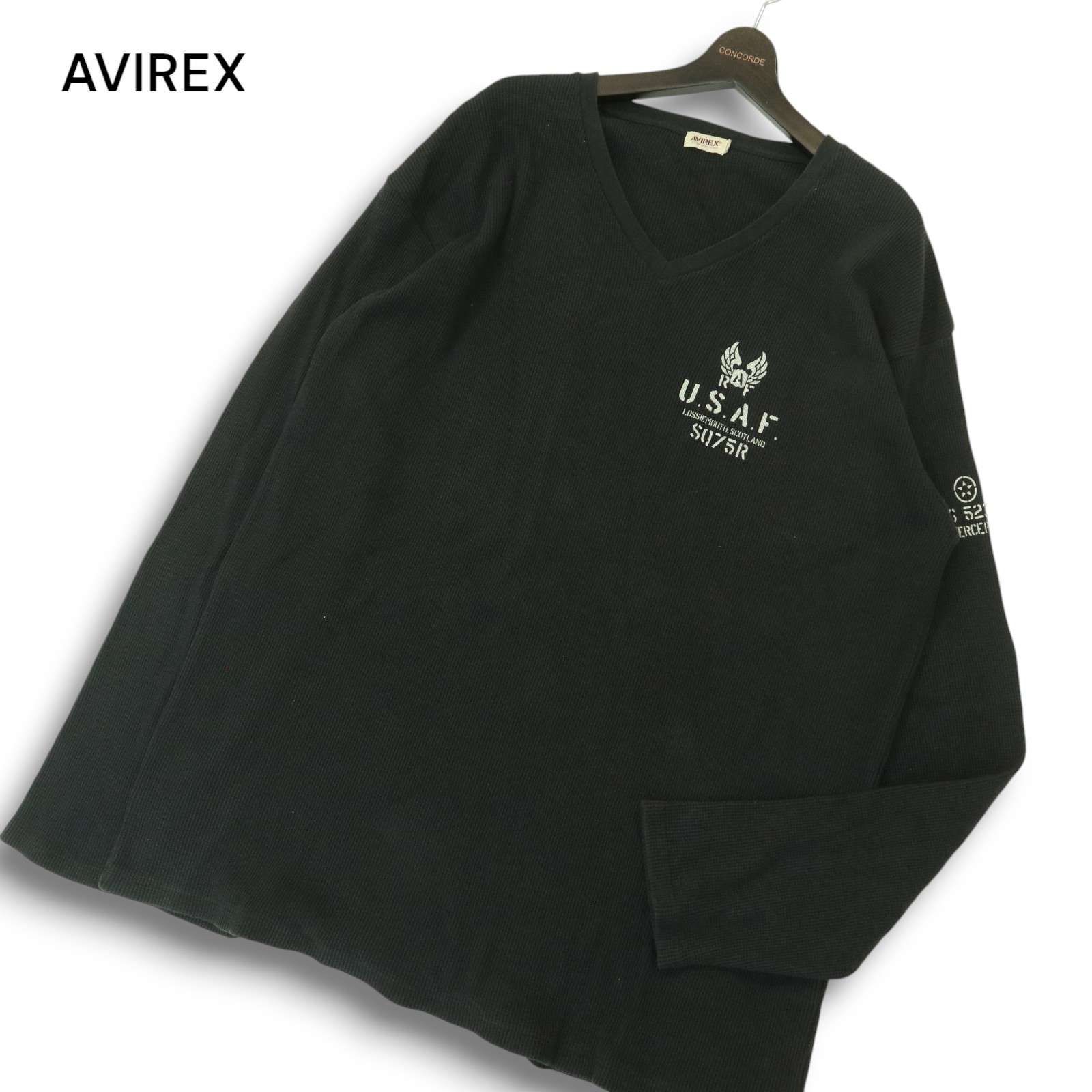 AVIREX アヴィレックス U.S.A.F☆ 長袖 ワッフル サーマル Vネック T 
