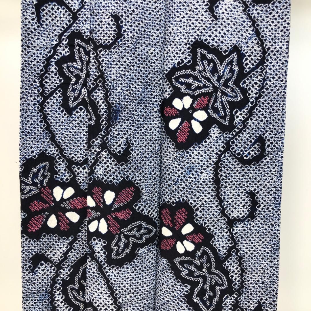 eふれんず◆有松鳴海絞り　夏物　浴衣　蔦の葉花文　綿◆am1138 Plum blossom＊有松鳴海絞り浴衣 梅 梅づくし 紺 藍 ネイビー