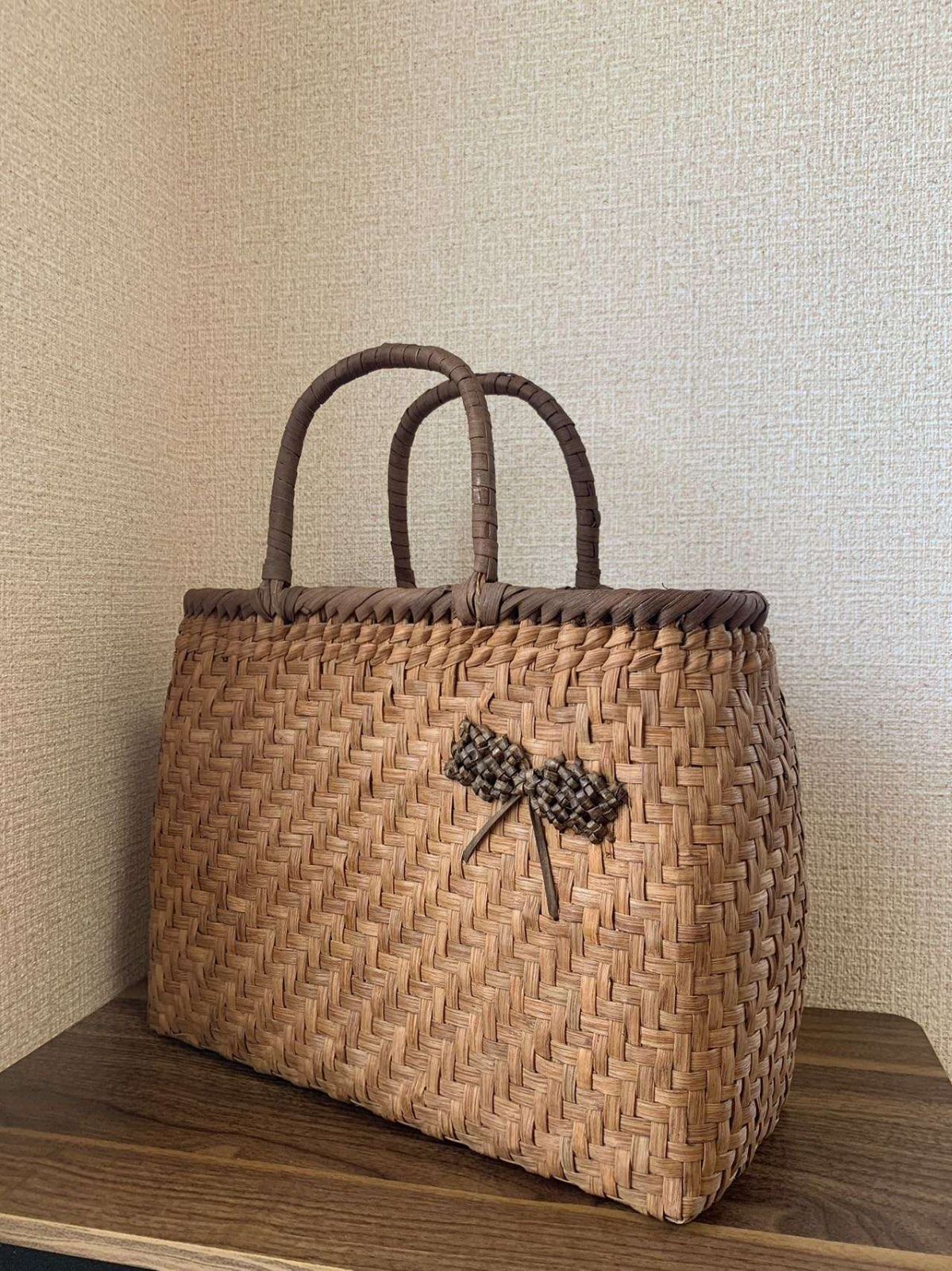 山葡萄かごバッグ 立体花 山葡萄籠バッグ 内布あり 内布あり