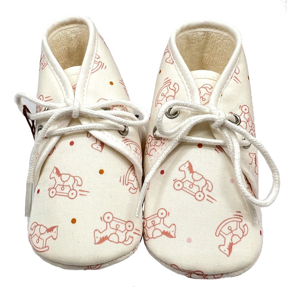 HERMES エルメス ベビーシューズ コットン アダダドット 白 ピンク
