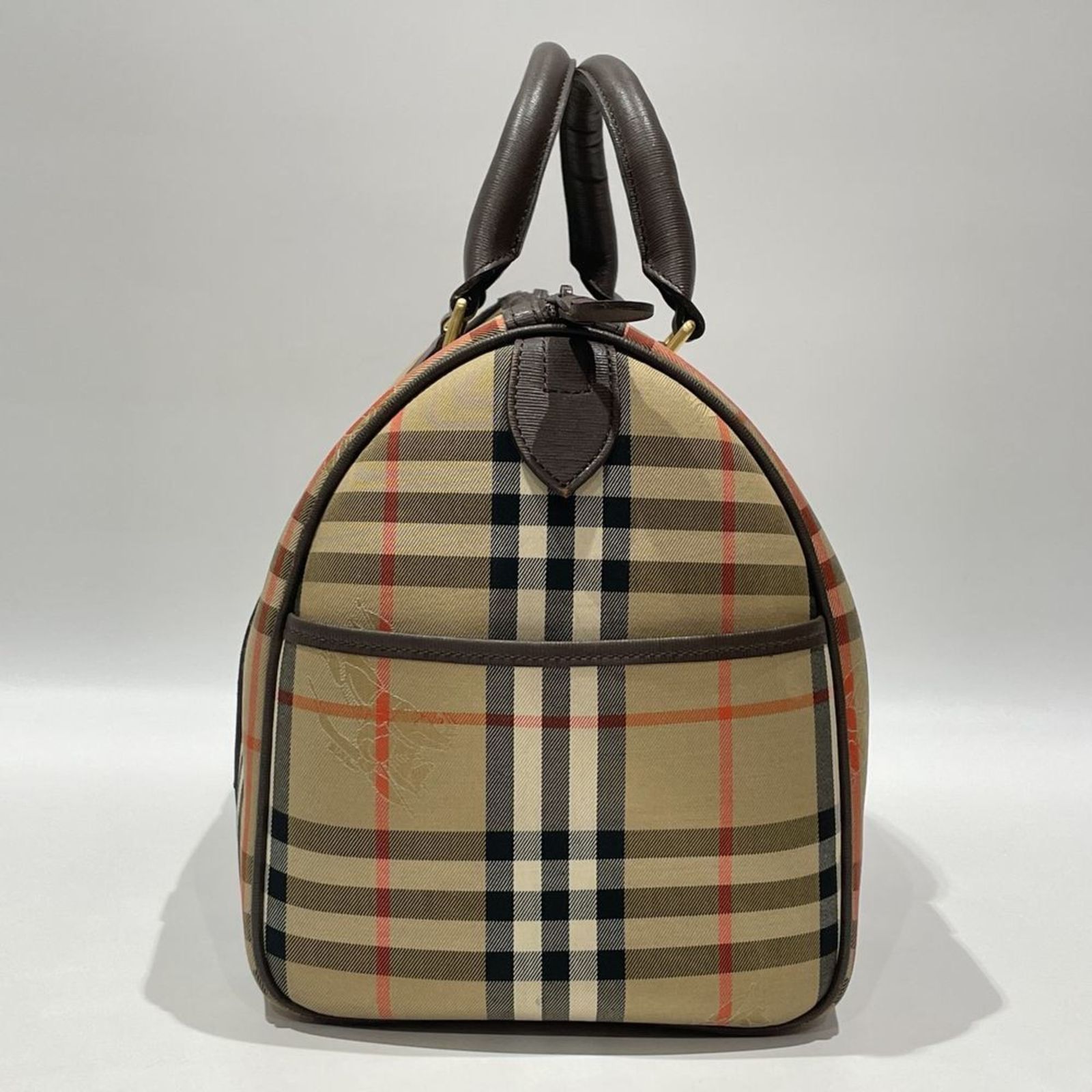 BURBERRY ボストンバッグ ノバチェック レザー ベージュ ブラウン