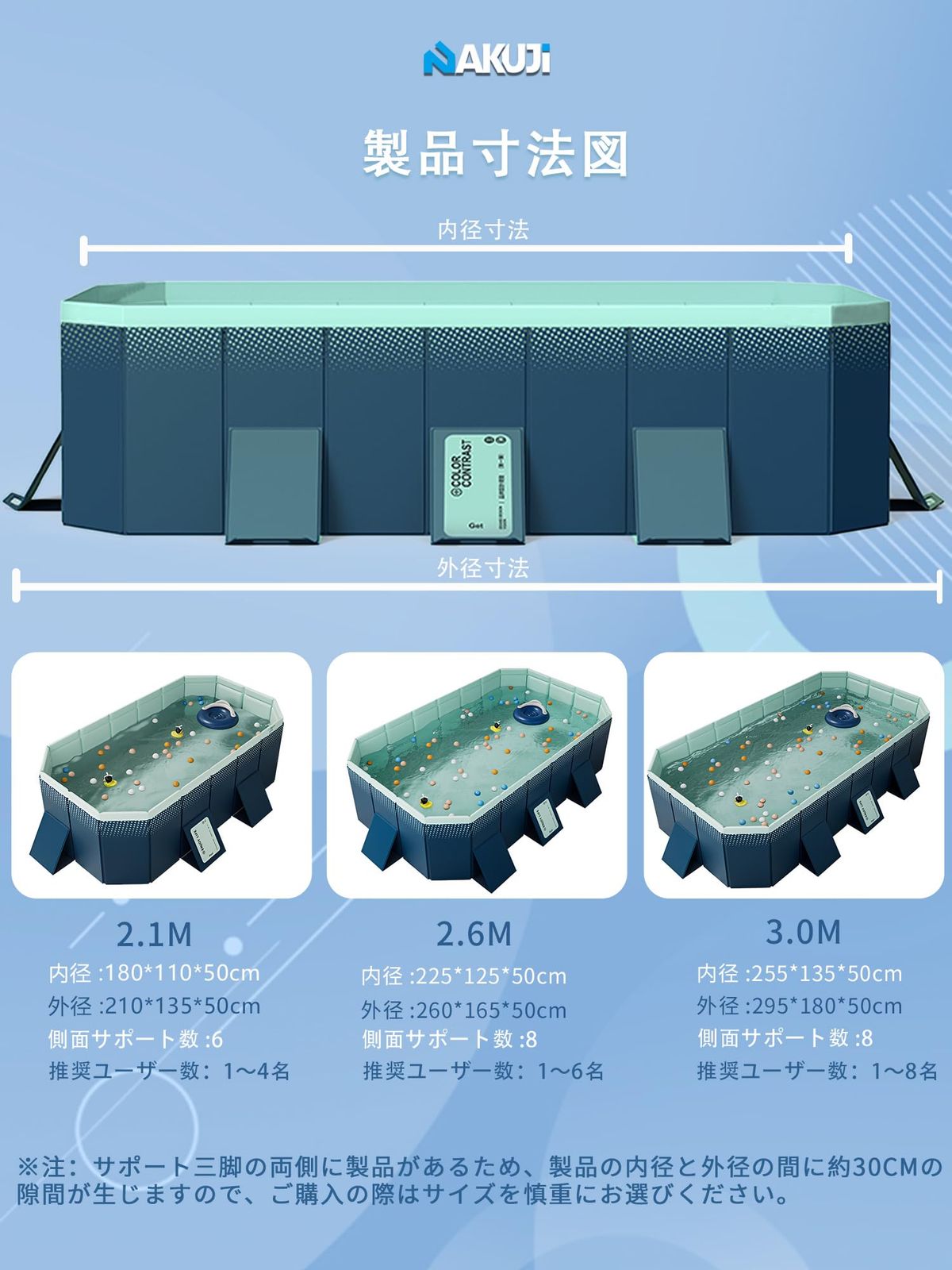 在庫処分 ビニールプール 大型 組み立て不要 収納便利 折りたたみ 簡単な排水 子供用 空気入れ不要 家庭用 非膨張式 プール 屋内用|アウトドア用 猛暑対策 2025新改良 水遊び 日本語説明書付き NAKUJI 外径210*140*50CM 内径18 IMPECCABLEHEALTHCARESERVICES_COM