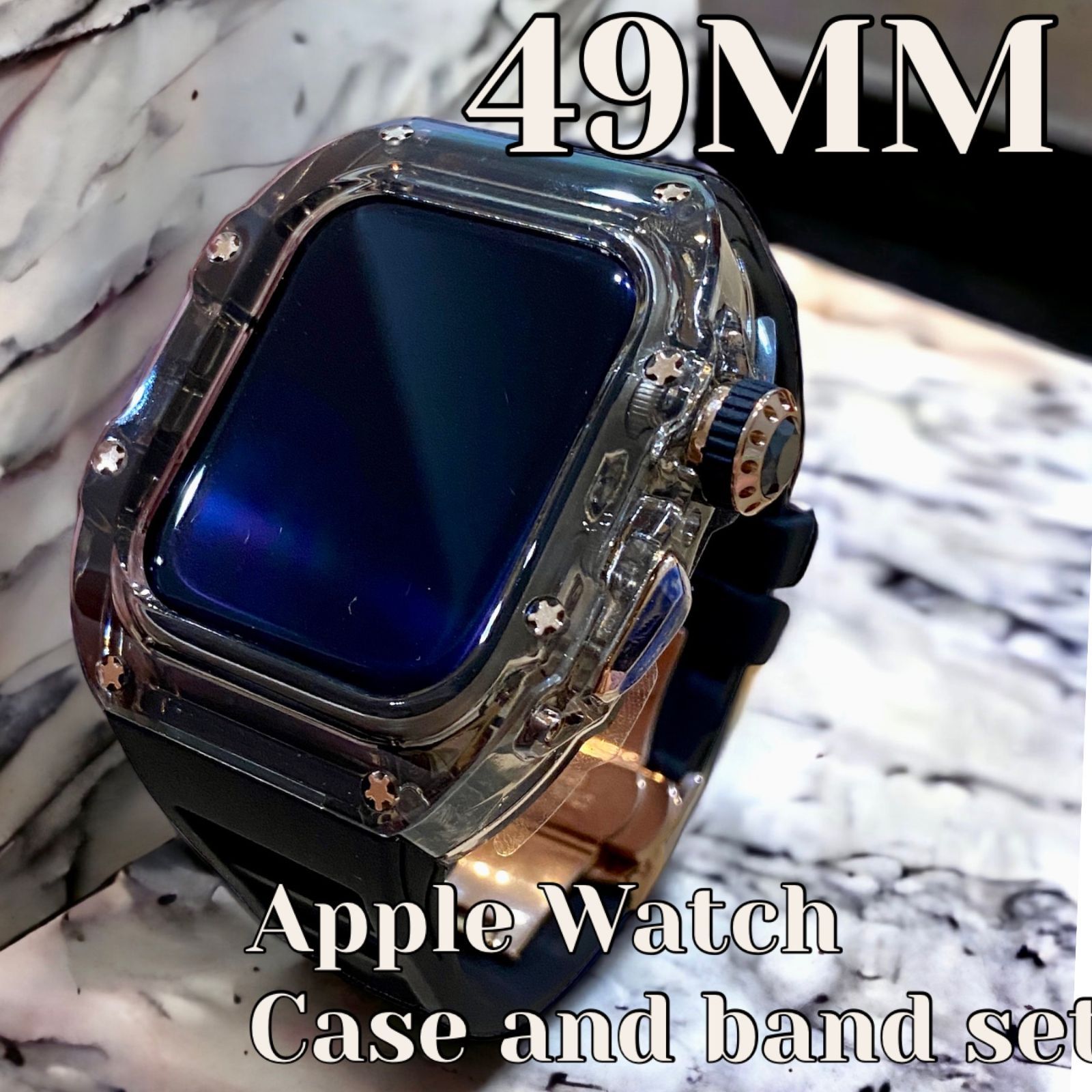 高級メタルケース Apple Watch 49mm バンド カバー付き