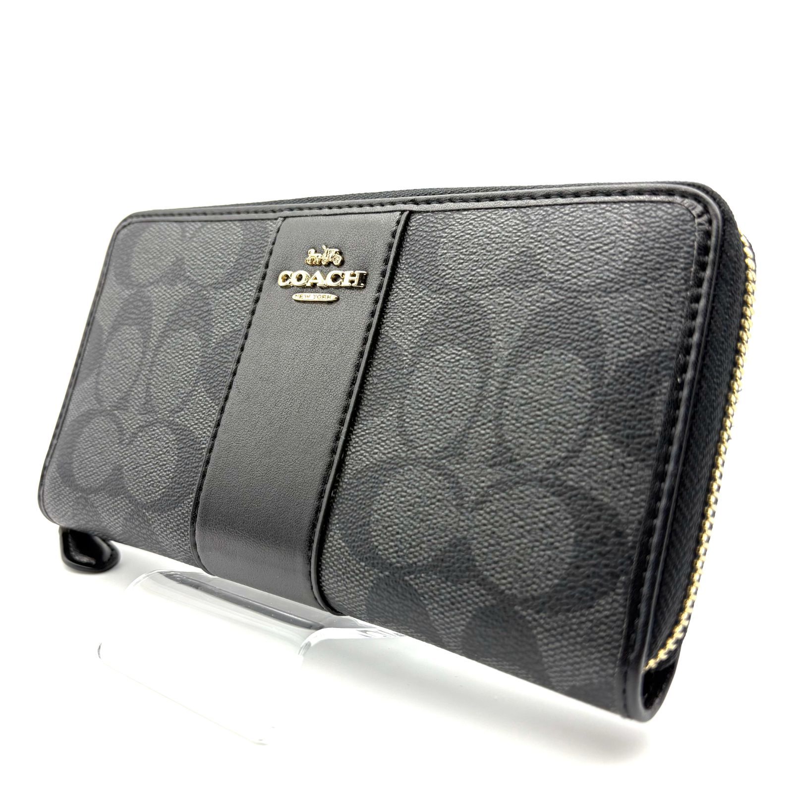 未使用 】COACH コーチ シグネチャー ラウンドファスナー ジッピー 