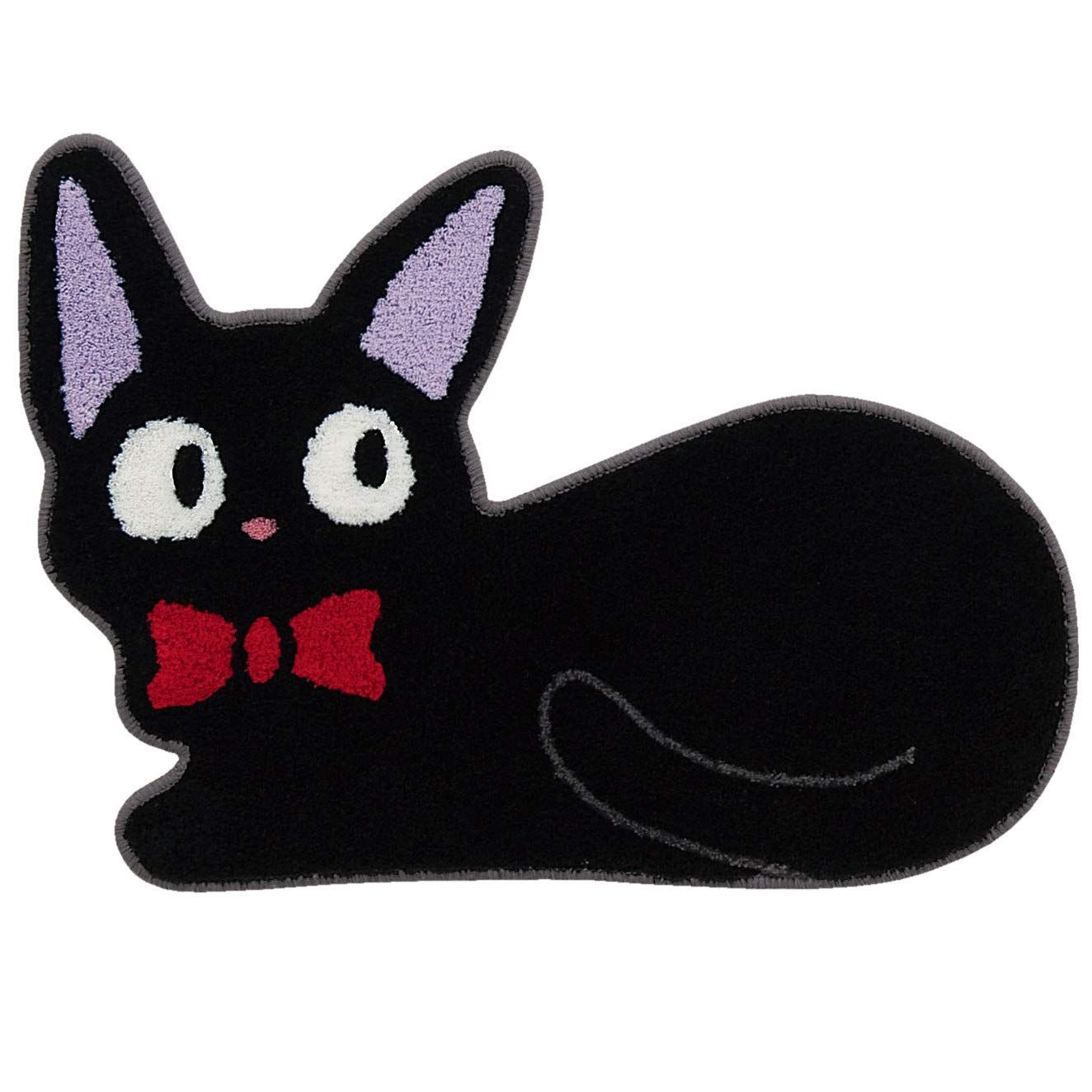 新品 ブラック　ラグ 黒猫ジジ　魔女の宅急便　約50×70Vcm　インテリアマット　『くつろぎ』